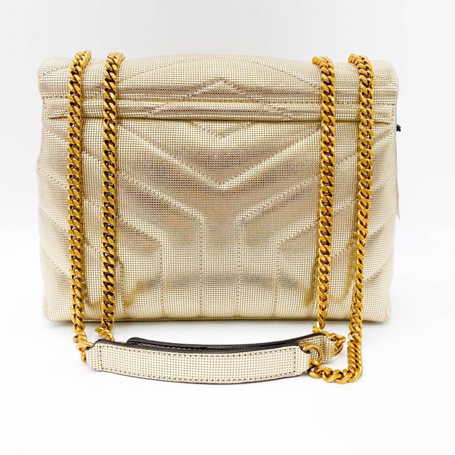 Saint Laurent Monogram Loulou Small Embossed Metallic Gold Leather Shoulder Bag - image 5