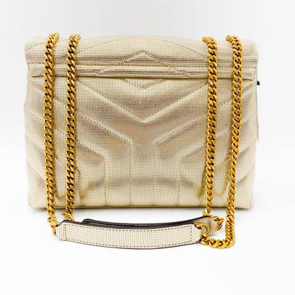 Saint Laurent Monogram Loulou Small Embossed Metallic Gold Leather Shoulder Bag - image 5