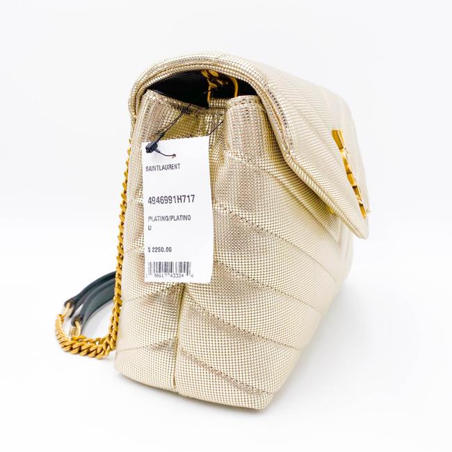 Saint Laurent Monogram Loulou Small Embossed Metallic Gold Leather Shoulder Bag - image 7