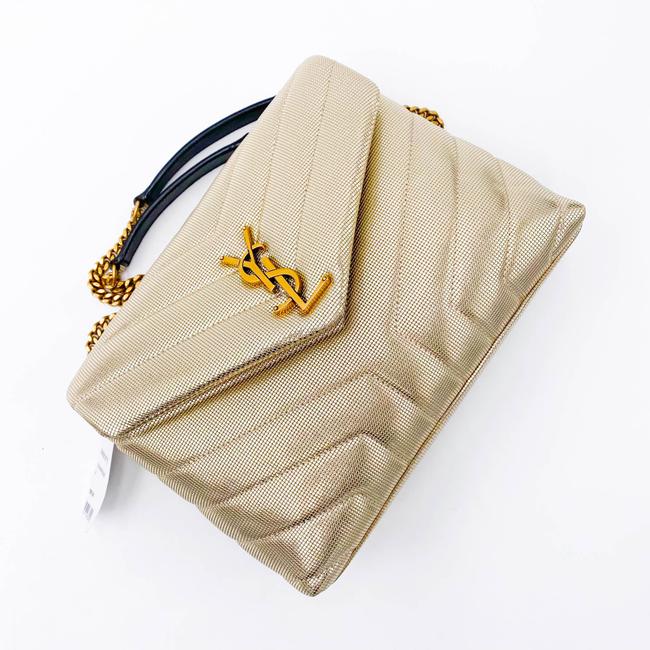 Saint Laurent Monogram Loulou Small Embossed Metallic Gold Leather Shoulder Bag - image 8