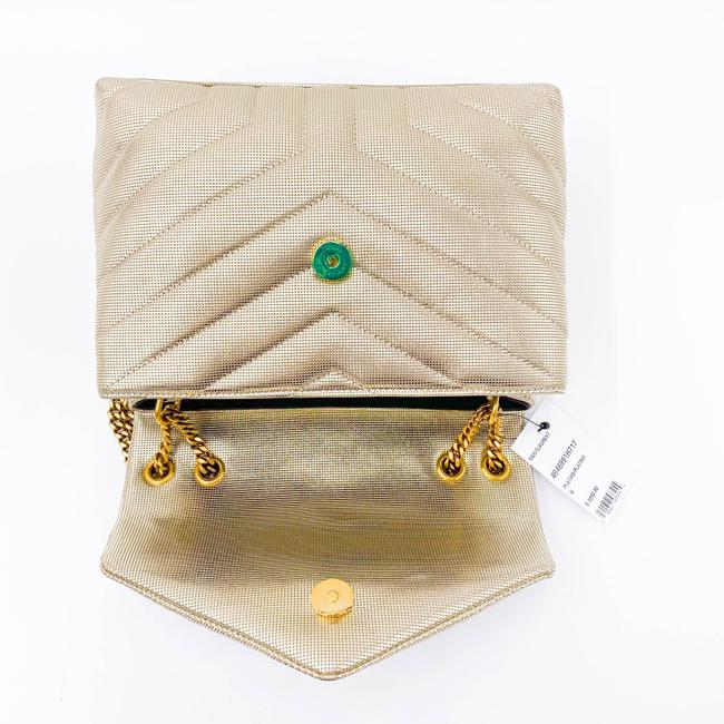 Saint Laurent Monogram Loulou Small Embossed Metallic Gold Leather Shoulder Bag - image 9