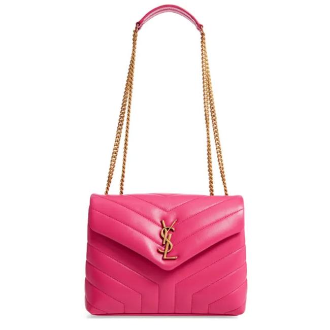 Saint Laurent Monogram Loulou Small Pink Leather Shoulder Bag - photo 1