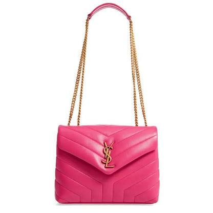 Saint Laurent Monogram Loulou Small Pink Leather Shoulder Bag - photo 1