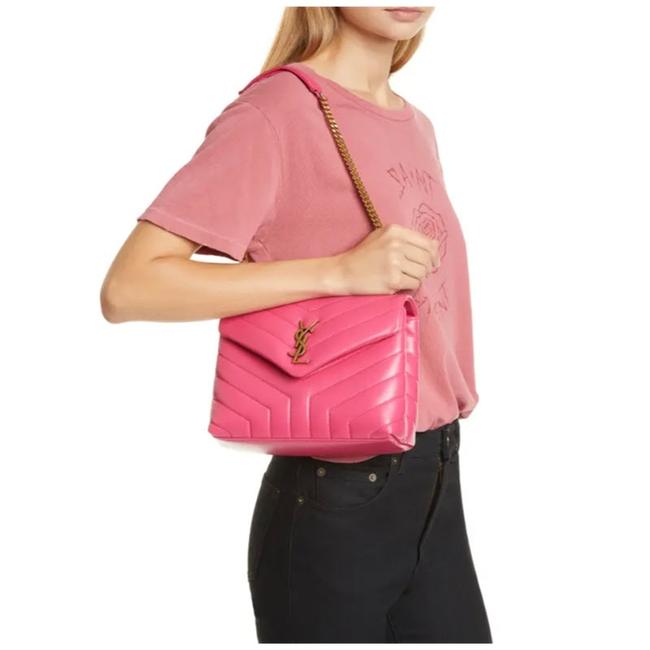 Saint Laurent Monogram Loulou Small Pink Leather Shoulder Bag - photo 2
