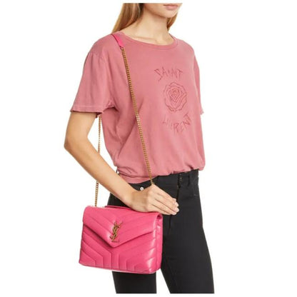 Saint Laurent Monogram Loulou Small Pink Leather Shoulder Bag - photo 3