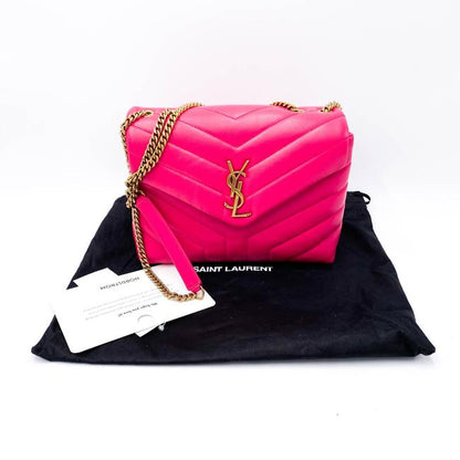 Saint Laurent Monogram Loulou Small Pink Leather Shoulder Bag - photo 5