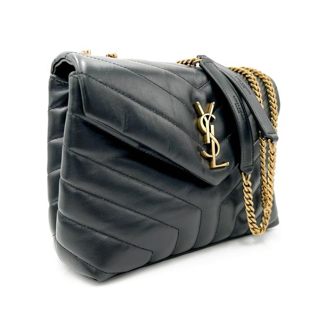 Saint Laurent Monogram Loulou Small Quilted Gold Monogram Black Leather Cross Body Bag - photo 1