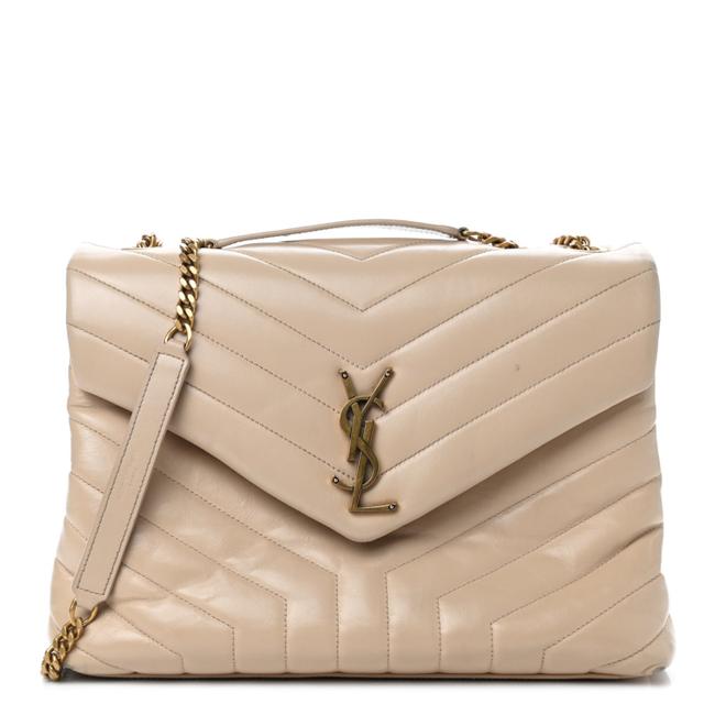 Saint Laurent Monogram Loulou Y Quilted Medium Chain Nude Powder Beige Calfskin Leather Satchel - image 1