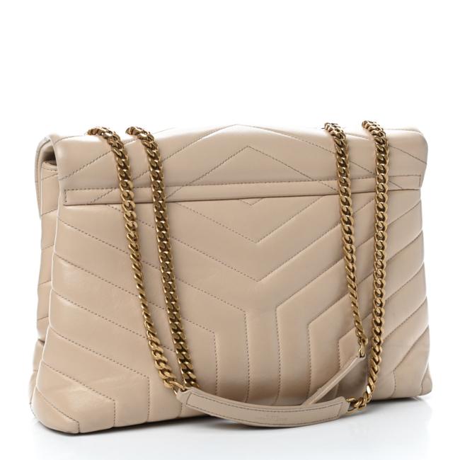 Saint Laurent Monogram Loulou Y Quilted Medium Chain Nude Powder Beige Calfskin Leather Satchel - image 3