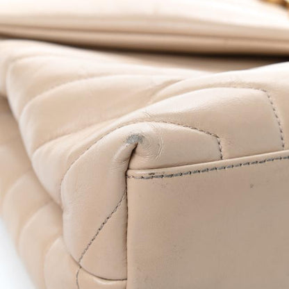 Saint Laurent Monogram Loulou Y Quilted Medium Chain Nude Powder Beige Calfskin Leather Satchel - image 6