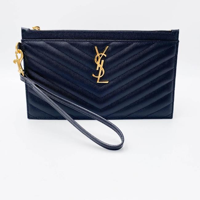 Saint Laurent Monogram Matelasse Pouch Black Leather Clutch - image 4