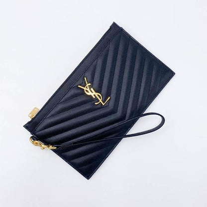 Saint Laurent Monogram Matelasse Pouch Black Leather Clutch - image 7