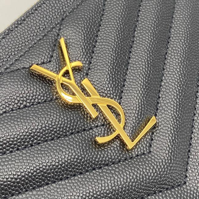 Saint Laurent Monogram Matelasse Pouch Black Leather Clutch - image 8