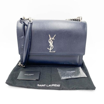 Saint Laurent Monogram Sunset Calfskin Large Blue Leather Shoulder Bag - photo 3
