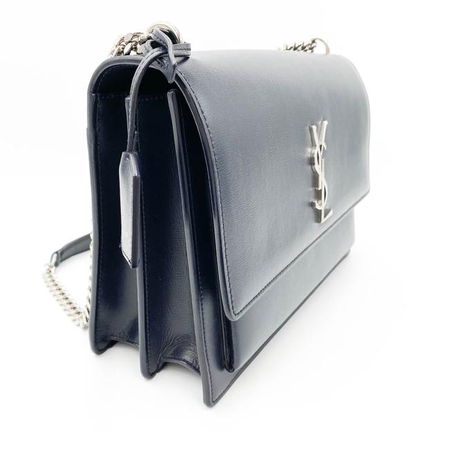 Saint Laurent Monogram Sunset Calfskin Large Blue Leather Shoulder Bag - photo 6