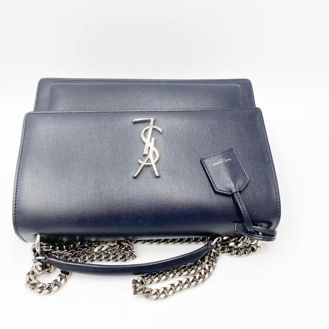 Saint Laurent Monogram Sunset Calfskin Large Blue Leather Shoulder Bag - photo 8