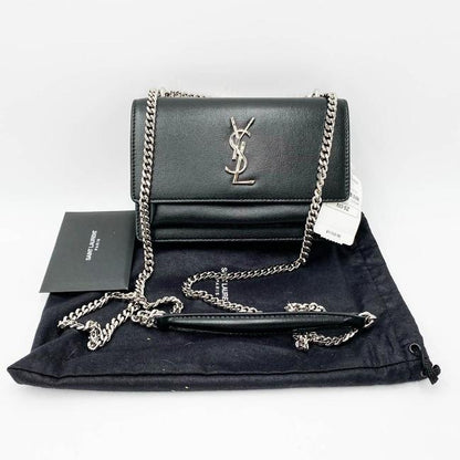 Saint Laurent Monogram Sunset Chain Wallet Black Calfskin Leather Shoulder Bag - image 3