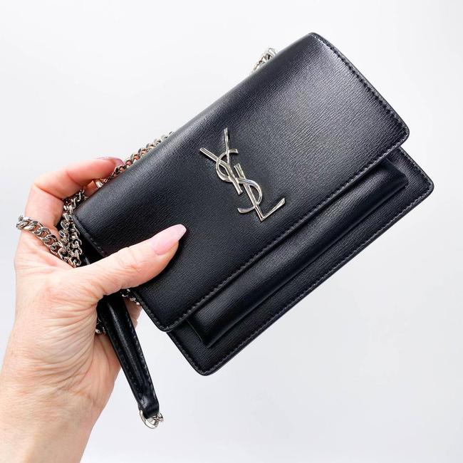 Saint Laurent Monogram Sunset Chain Wallet Black Calfskin Leather Shoulder Bag - image 7