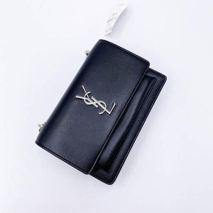 Saint Laurent Monogram Sunset Chain Wallet Black Calfskin Leather Shoulder Bag - image 8