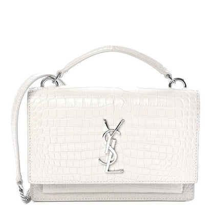 Saint Laurent Monogram Sunset Calfskin Crocodile Embossed Woc Blanc Vintage White Leather Shoulder Bag - image 1