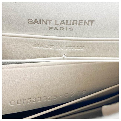 Saint Laurent Monogram Sunset Calfskin Crocodile Embossed Woc Blanc Vintage White Leather Shoulder Bag - image 12