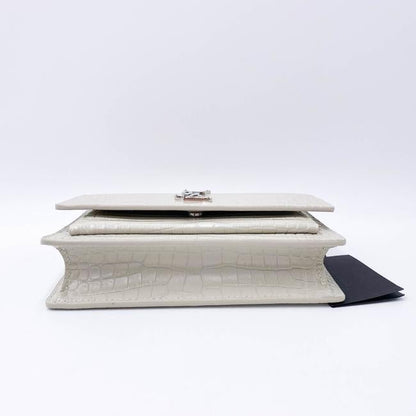 Saint Laurent Monogram Sunset Calfskin Crocodile Embossed Woc Blanc Vintage White Leather Shoulder Bag - image 7