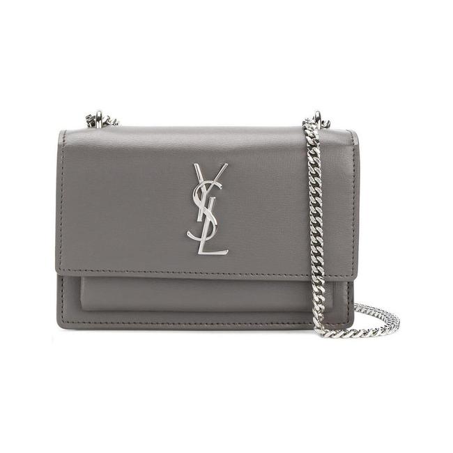 Saint Laurent Monogram Sunset Chain Wallet Calfskin Grey Leather Shoulder Bag - photo 1