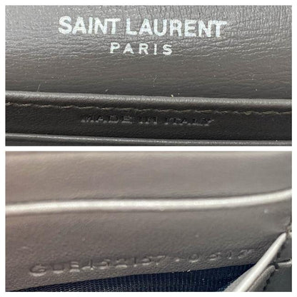 Saint Laurent Monogram Sunset Chain Wallet Calfskin Grey Leather Shoulder Bag - photo 12