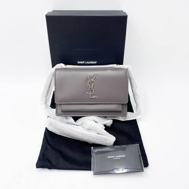 Saint Laurent Monogram Sunset Chain Wallet Calfskin Grey Leather Shoulder Bag - photo 3