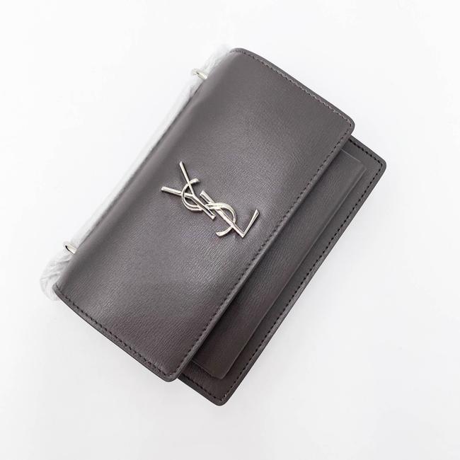 Saint Laurent Monogram Sunset Chain Wallet Calfskin Grey Leather Shoulder Bag - photo 7