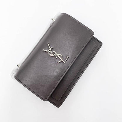 Saint Laurent Monogram Sunset Chain Wallet Calfskin Grey Leather Shoulder Bag - photo 7