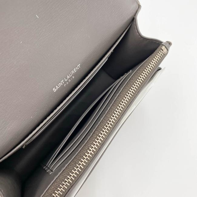 Saint Laurent Monogram Sunset Chain Wallet Calfskin Grey Leather Shoulder Bag - photo 9