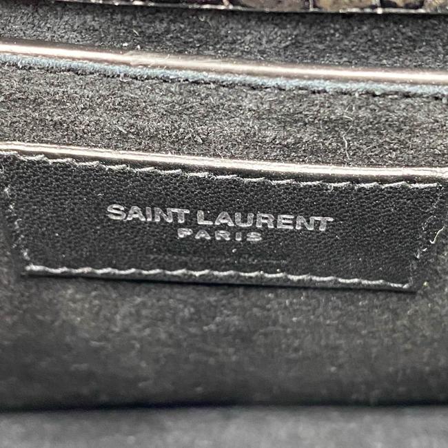Saint Laurent Monogram Sunset Medium Croc Embossed Black Leather Shoulder Bag - photo 11