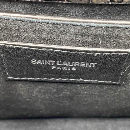 Saint Laurent Monogram Sunset Medium Croc Embossed Black Leather Shoulder Bag - photo 11