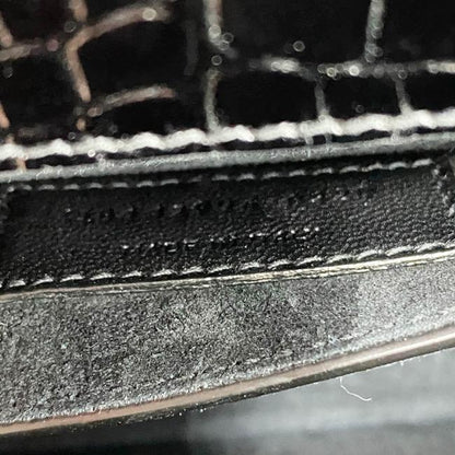 Saint Laurent Monogram Sunset Medium Croc Embossed Black Leather Shoulder Bag - photo 10