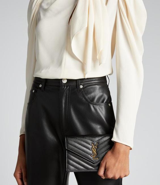 Saint Laurent Monogram Wallet on Chain Grain De Poudre Envelope Black Leather Shoulder Bag - photo 3