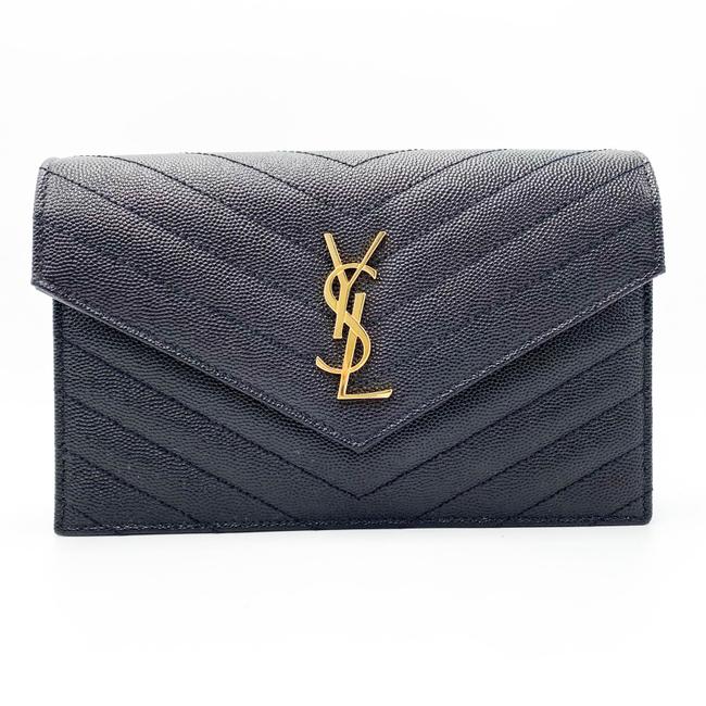 Saint Laurent Monogram Wallet on Chain Grain De Poudre Envelope Black Leather Shoulder Bag - photo 5