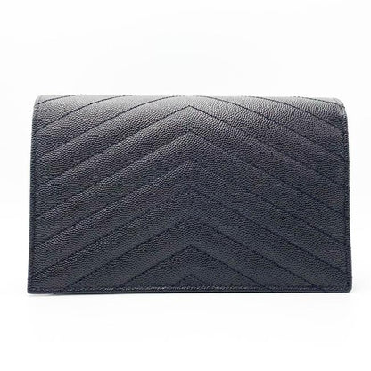 Saint Laurent Monogram Wallet on Chain Grain De Poudre Envelope Black Leather Shoulder Bag - photo 7