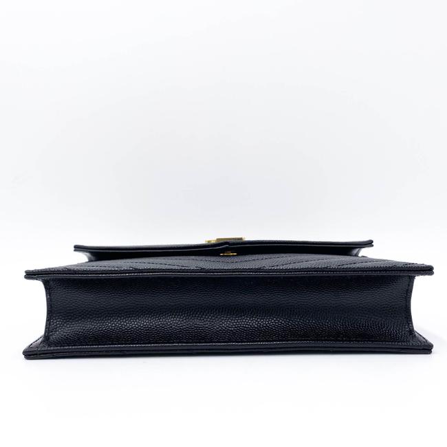 Saint Laurent Monogram Wallet on Chain Grain De Poudre Envelope Black Leather Shoulder Bag - photo 8