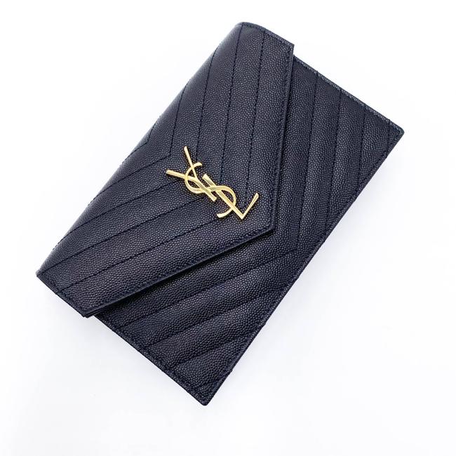 Saint Laurent Monogram Wallet on Chain Grain De Poudre Envelope Black Leather Shoulder Bag - photo 9