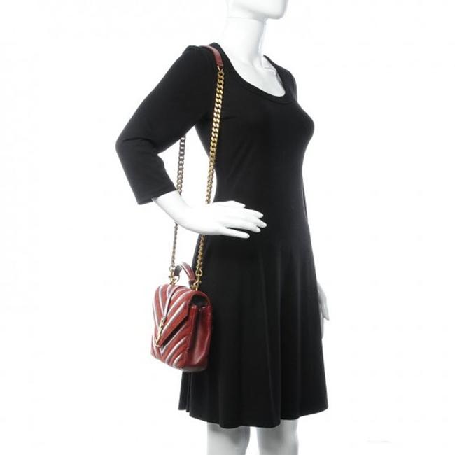 Saint Laurent Monogram Ysl Medium College Patchwork Red Suede Leather Cross Body Bag - photo 3