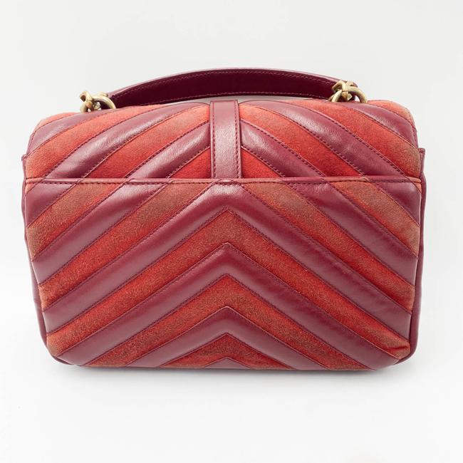 Saint Laurent Monogram Ysl Medium College Patchwork Red Suede Leather Cross Body Bag - photo 5