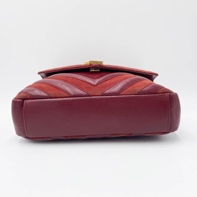 Saint Laurent Monogram Ysl Medium College Patchwork Red Suede Leather Cross Body Bag - photo 6