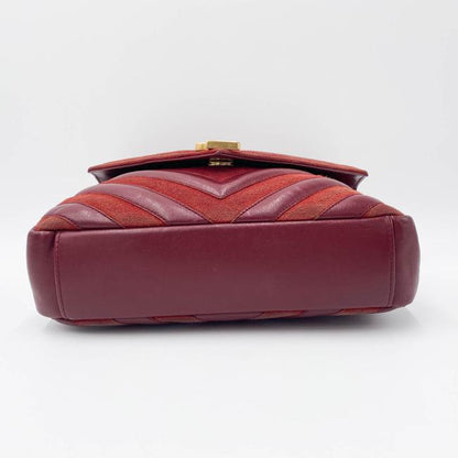 Saint Laurent Monogram Ysl Medium College Patchwork Red Suede Leather Cross Body Bag - photo 6