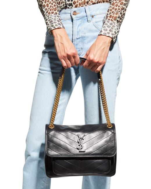 Saint Laurent Niki Medium Ysl Monogram Quilted Calf Flap Black Leather Shoulder Bag - image 2