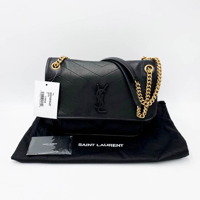 Saint Laurent Niki Medium Ysl Monogram Quilted Calf Flap Black Leather Shoulder Bag - image 3