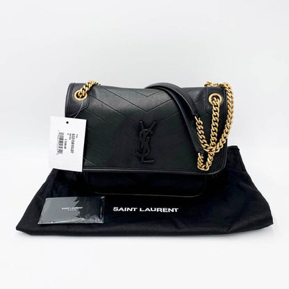 Saint Laurent Niki Medium Ysl Monogram Quilted Calf Flap Black Leather Shoulder Bag - image 3