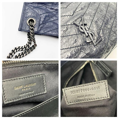 Saint Laurent Shoulder Bag Niki Medium Monogram Blue Patent Leather Tote - photo 11