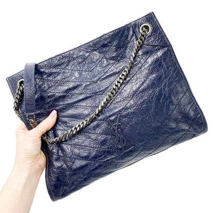 Saint Laurent Shoulder Bag Niki Medium Monogram Blue Patent Leather Tote - photo 3
