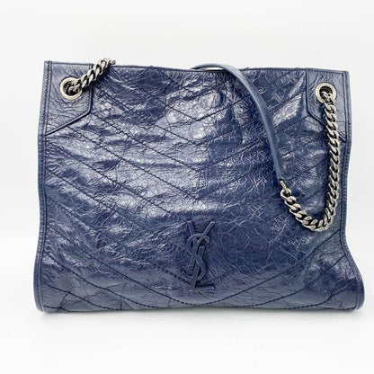 Saint Laurent Shoulder Bag Niki Medium Monogram Blue Patent Leather Tote - photo 4
